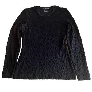 Vintage ESCADA Margaretha Ley 1990s Black Textured Pullover Top EU 36 Cheetah